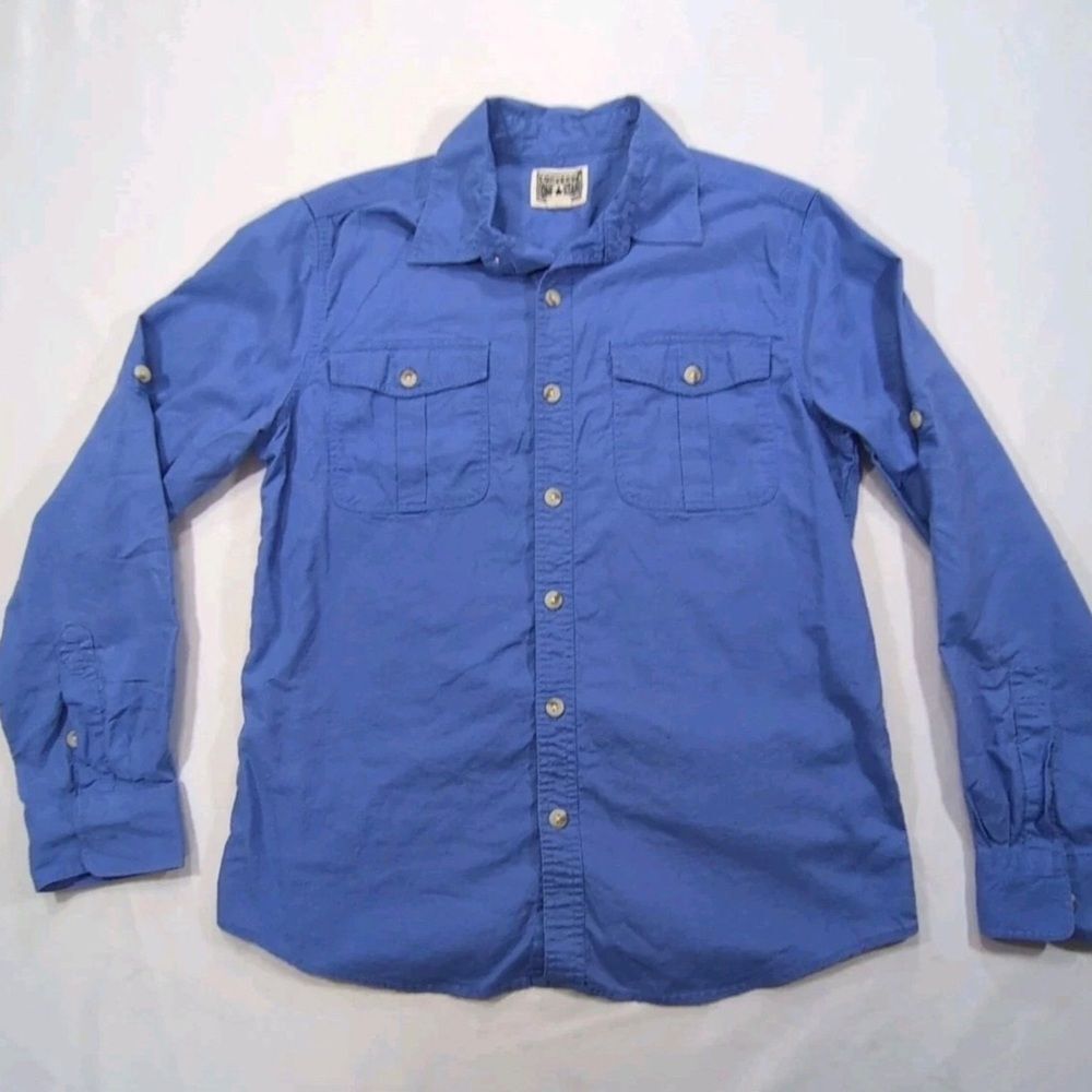 Converse One Star Mens Medium Button Up Long Sleeve Blue Shirt
